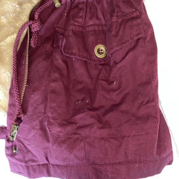 C’EST TOI MAROON CARGO UTILITY FUR LINED VEST - Picture 2 of 9